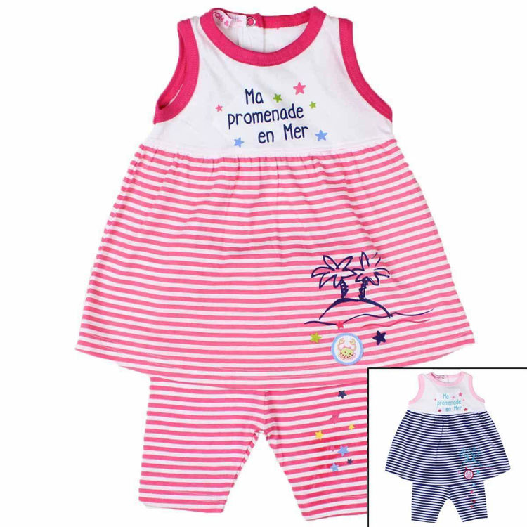 Picture of 142101- GIRLS 3 PCS SET - DRESS+LEGGINGS+GROW IN COTTON